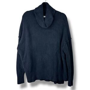 Aerie NWOT Midnight Black Raw Hem Ribbed Butter Soft Chenille Turtleneck Sweater